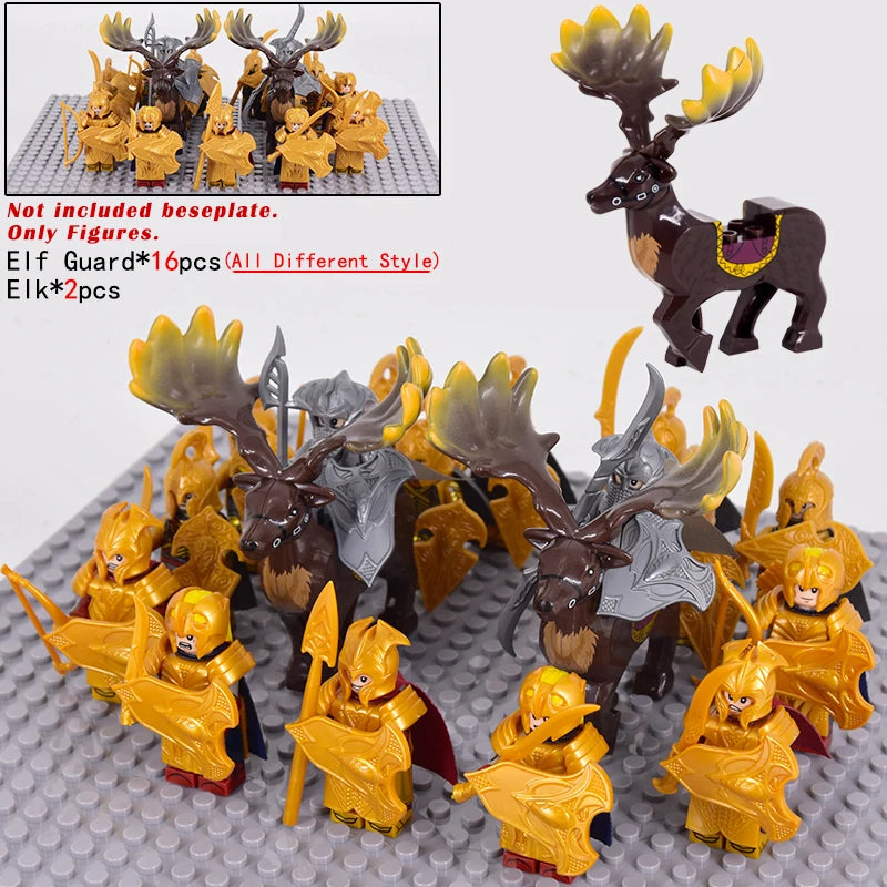MOC Elfų Karžygiai Thranduil su Megaloceros - LOTR Viduramžių Konstruktorius