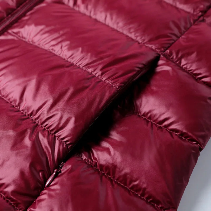 Moteriška Ilga Žieminė Striukė su Gobtuku - Ultra Lengva Pūkinė Striukė