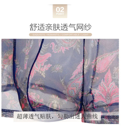 Vyriškos Seksualios Mesh Boxer Kelnaitės - Bohemian su U Formos Kišene