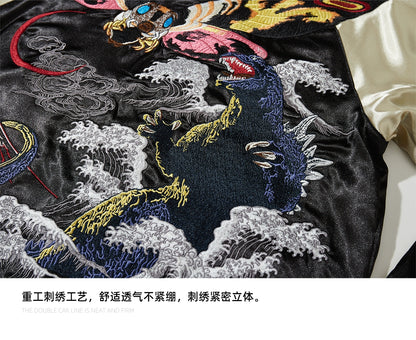 Vyriška Vintage Sukajan Striukė - Japoniška Siuvinėta Bomber Striukė Oversize Hip Hop Stiliaus