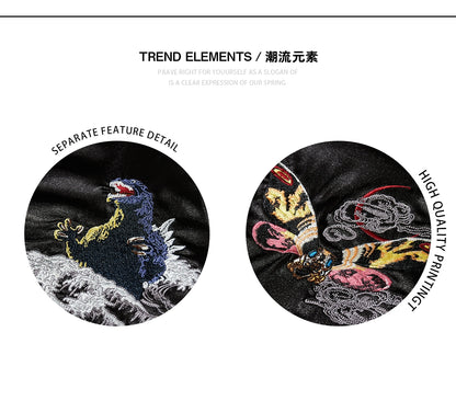 Vyriška Vintage Sukajan Striukė - Japoniška Siuvinėta Bomber Striukė Oversize Hip Hop Stiliaus