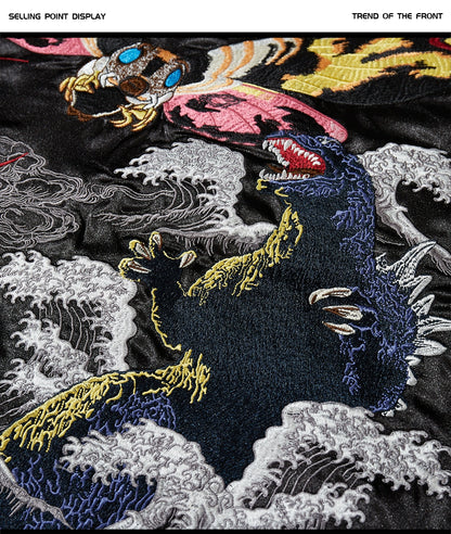 Vyriška Vintage Sukajan Striukė - Japoniška Siuvinėta Bomber Striukė Oversize Hip Hop Stiliaus