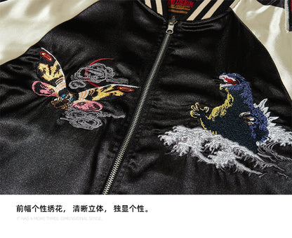 Vyriška Vintage Sukajan Striukė - Japoniška Siuvinėta Bomber Striukė Oversize Hip Hop Stiliaus