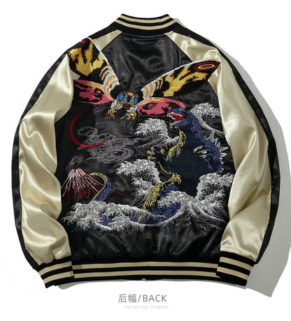 Vyriška Vintage Sukajan Striukė - Japoniška Siuvinėta Bomber Striukė Oversize Hip Hop Stiliaus