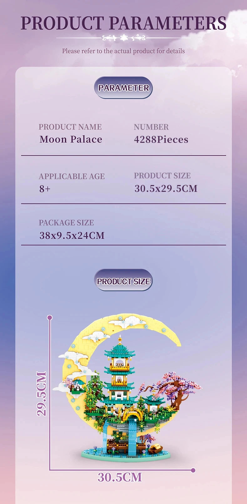 MOC Mėnulio Rūmai - Krioklys, Tvenkinys, Pilis - Konstruktorius su Apšvietimu Vaikams