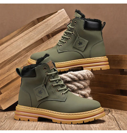 Vyriški Žieminiai Batai su Kailiuku - Šilti Aukšti Batai Storais Padais