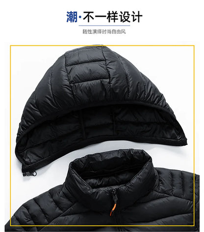 Vyriška Žieminė Striukė su Gobtuku - Lengva Vatinė Striukė Dryžuotu Dizainu