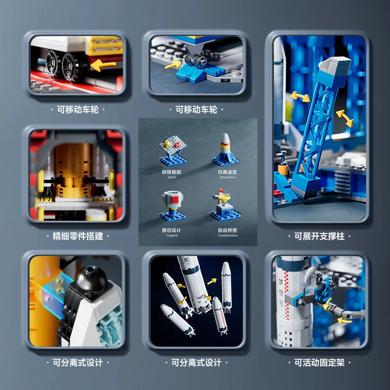 MOC Kosminė Raketa - Paleidimo Centras - Aviacija Konstruktorius Vaikams