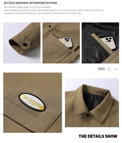 Vyriška Madinga Striukė Korėjiečių Stiliaus - Denim Imitacijos Striukė Pavasariui-Rudeniui-Žiemai