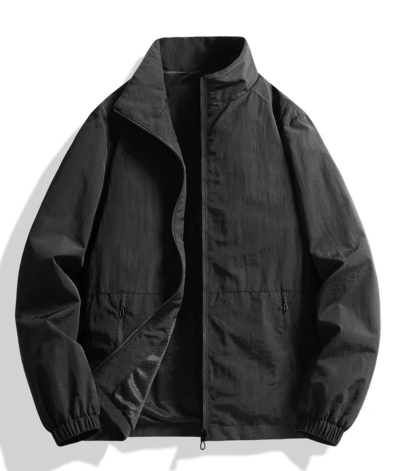 Vyriška Pavasario-Rudens Striukė Didelių Dydžių - Kasdienė Lengva Striukė su Stačia Apykakle