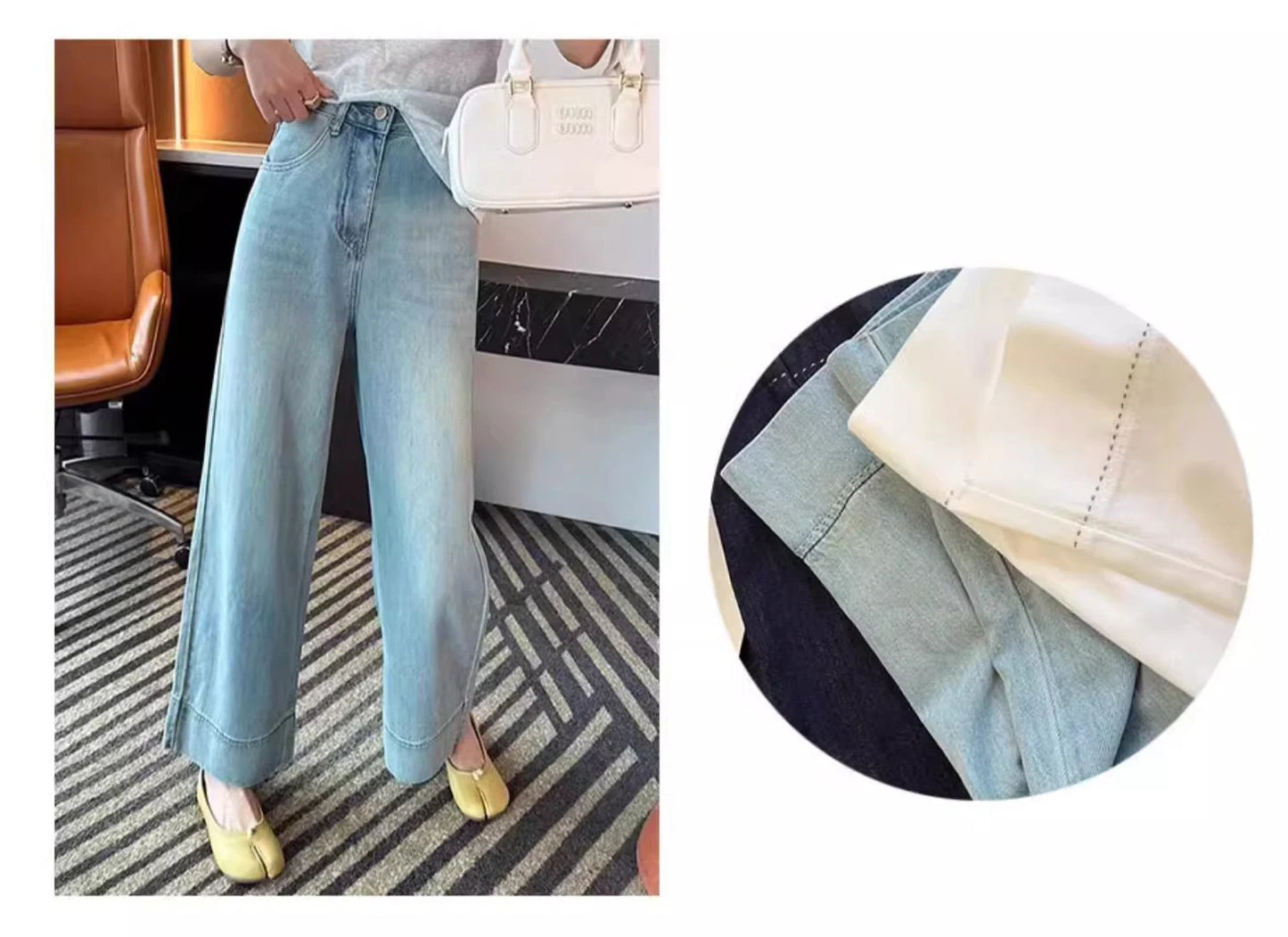 Moteriški Džinsai Tiesaus Kirpimo - Lieknėjantys Kelnės su Varpeliu Rudens