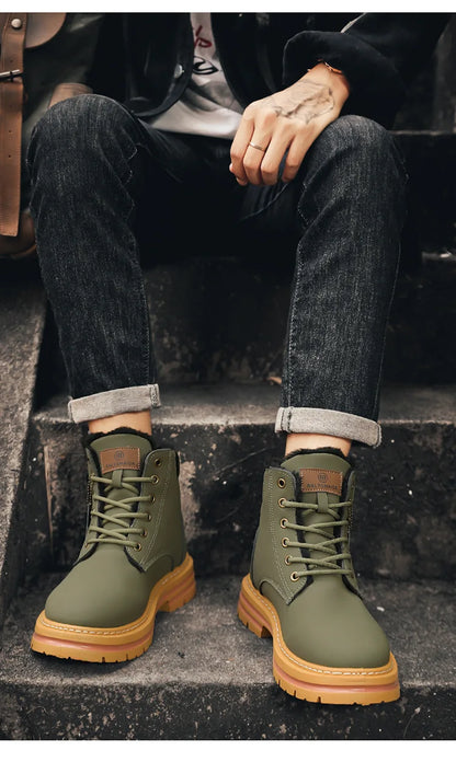 Vyriški Žieminiai Batai su Kailiuku - Šilti Aukšti Batai Storais Padais