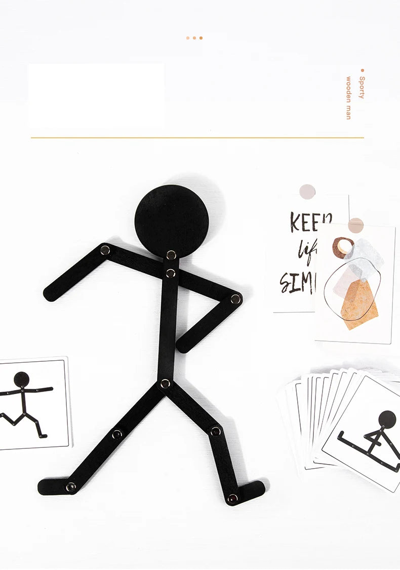 Montessori Medinė Dėlionė Vaikams | Sporto Pozos - Edukacinis Žaidimas Rankų Įgūdžiams