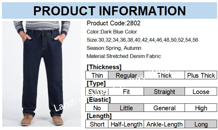 Vyriški Džinsai Didelių Dydžių iki 180KG - Tiesūs Aukštu Liemeniu Dad Džinsai