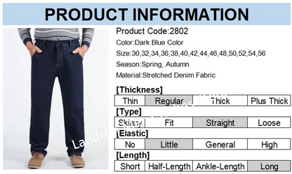 Vyriški Džinsai Didelių Dydžių iki 180KG - Tiesūs Aukštu Liemeniu Dad Džinsai