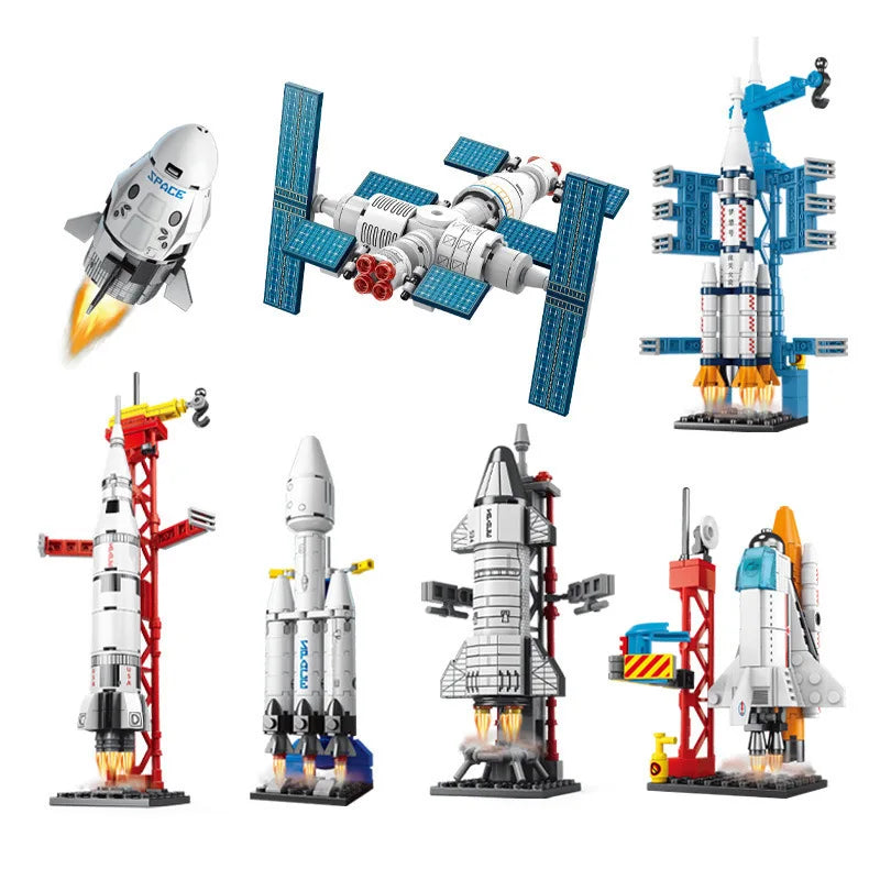 MOC Kosminė Raketa - Paleidimo Centras - Aviacija Konstruktorius Vaikams
