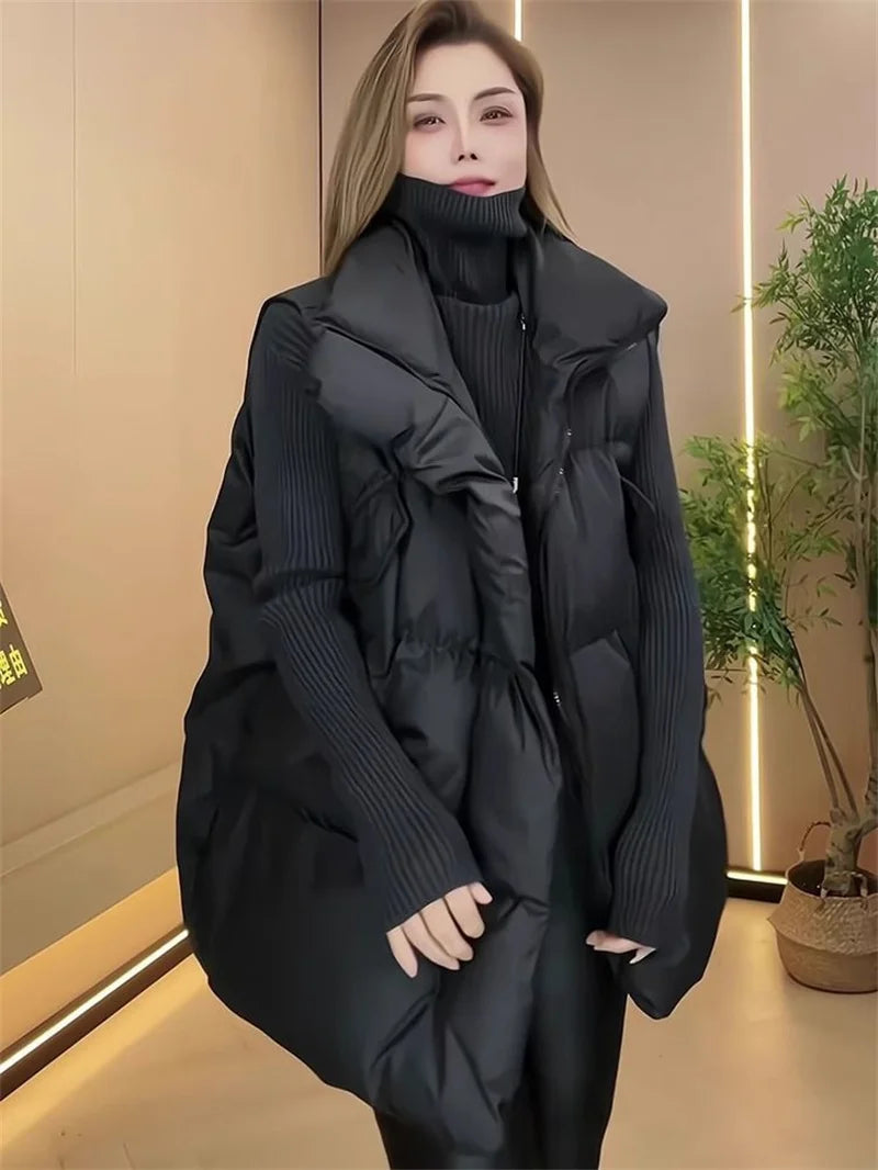 Moteriška Pūkinė Liemenė - Korėjiško Stiliaus Striukė be Rankovių Žiemai