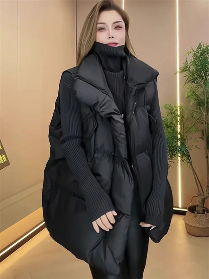 Moteriška Pūkinė Liemenė - Korėjiško Stiliaus Striukė be Rankovių Žiemai