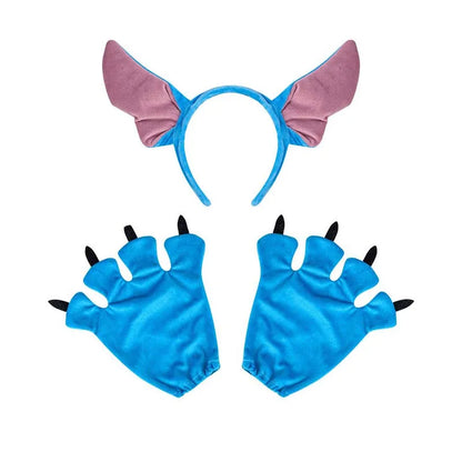 Disney Stitch Plaukų Juosta su Žaliais Lapeliais - Miela Pliušinė Dekoratyvinė Juosta Mergaitėms