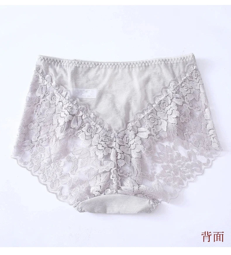 Moterų Nėrinių Kelnaitės - Elegantiškos Aukštu Liemeniu su Gėlių Raštu