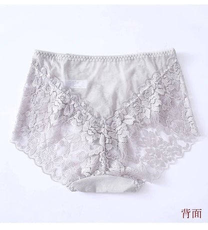 Moterų Nėrinių Kelnaitės - Elegantiškos Aukštu Liemeniu su Gėlių Raštu