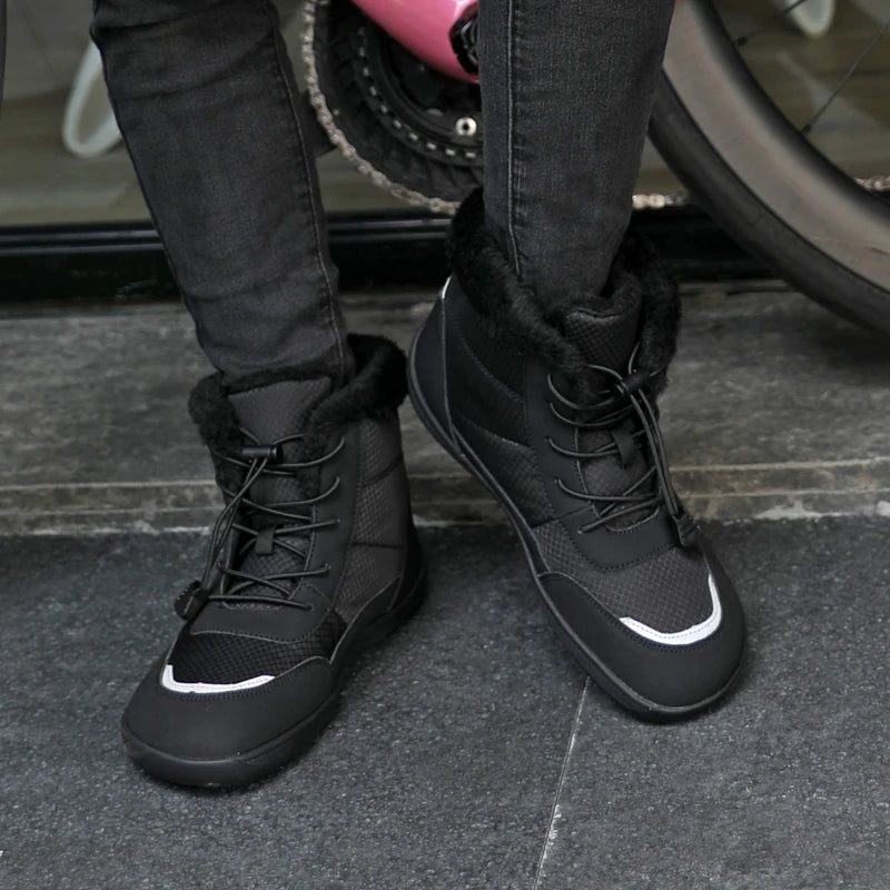 Žieminiai Barefoot Batai Moterims - Šilti Sniego Batai su Pliušu - Vandeniui Atsparūs