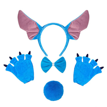 Disney Stitch Plaukų Juosta su Žaliais Lapeliais - Miela Pliušinė Dekoratyvinė Juosta Mergaitėms