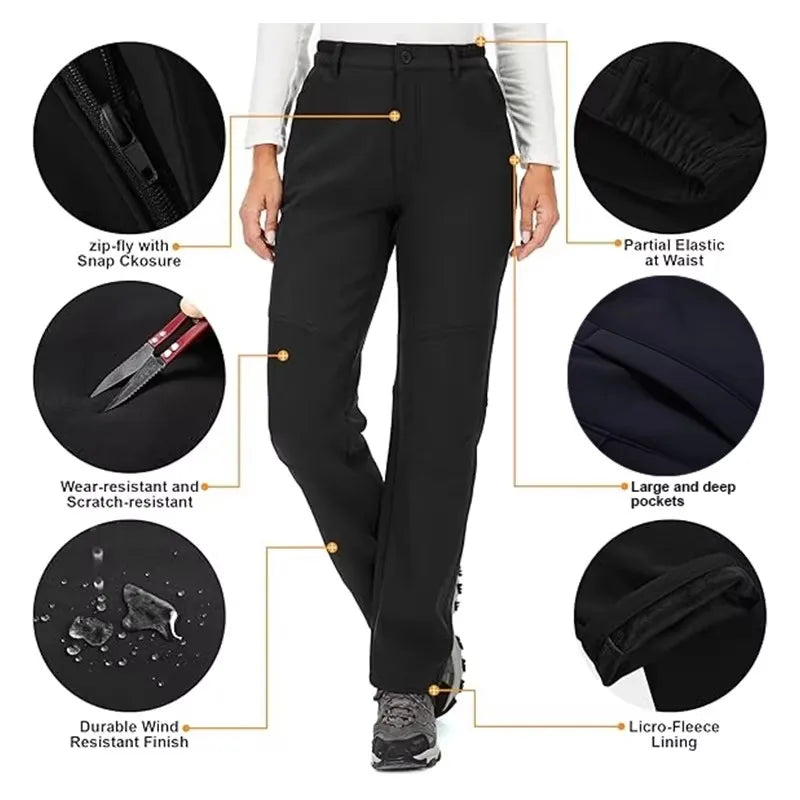 Žieminės Kelnės Moterims - Šiltos Vandeniui Atsparūs - Kempingui Žygiams Sportui