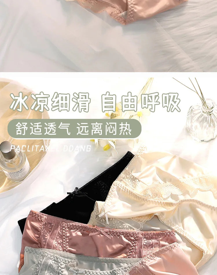 Moteriškos Šilko Kelnaitės - Kvėpuojančios Seksualios Vidutinio Liemens Ice Silk