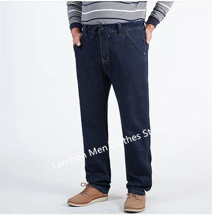 Vyriški Džinsai Didelių Dydžių iki 180KG - Tiesūs Aukštu Liemeniu Dad Džinsai