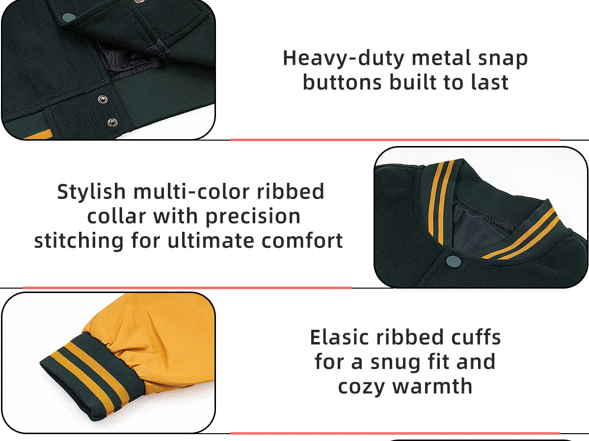 Vyriška Bomber Striukė - Siuvinėta Varsity Motociklininkų Striukė