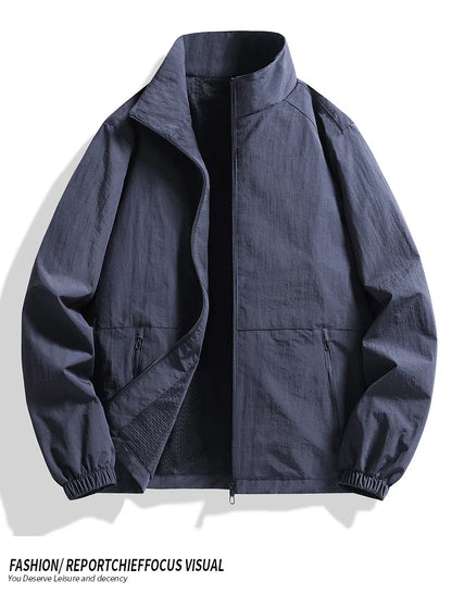 Vyriška Pavasario-Rudens Striukė Didelių Dydžių - Kasdienė Lengva Striukė su Stačia Apykakle