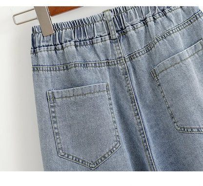 Moterų Aukštu Liemeniu Platus Džinsai -  Wide Leg Denim Kelnės