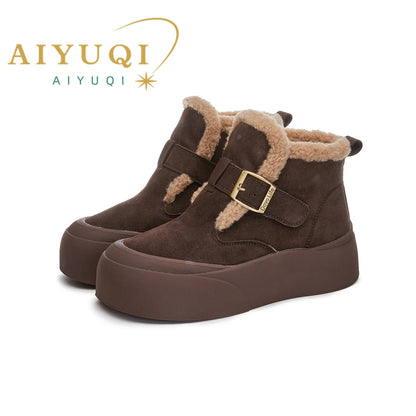 Žieminiai Sniego Batai Moterims  - Natūrali Oda - Šilti su Flisinė Pamušalu