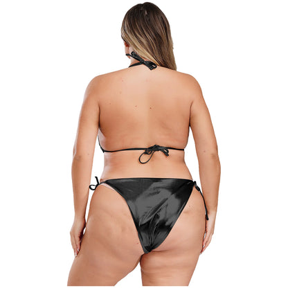 Moteriškas Blizgantis Bikini Dideliems Dydžiams - Metalinė Maudymosi Apranga S-4XL