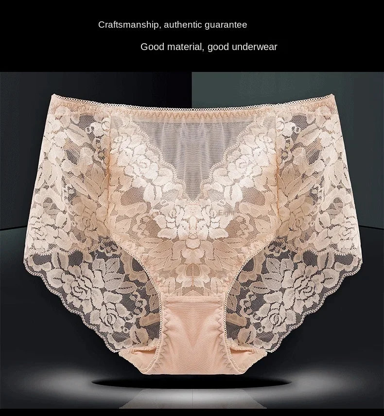 Moterų Nėrinių Kelnaitės - Elegantiškos Aukštu Liemeniu su Gėlių Raštu