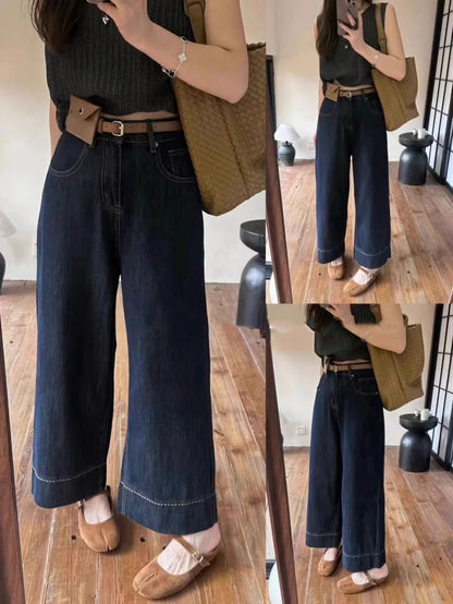 Moteriški Džinsai Tiesaus Kirpimo - Lieknėjantys Kelnės su Varpeliu Rudens