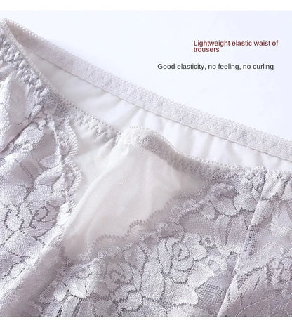 Moterų Nėrinių Kelnaitės - Elegantiškos Aukštu Liemeniu su Gėlių Raštu