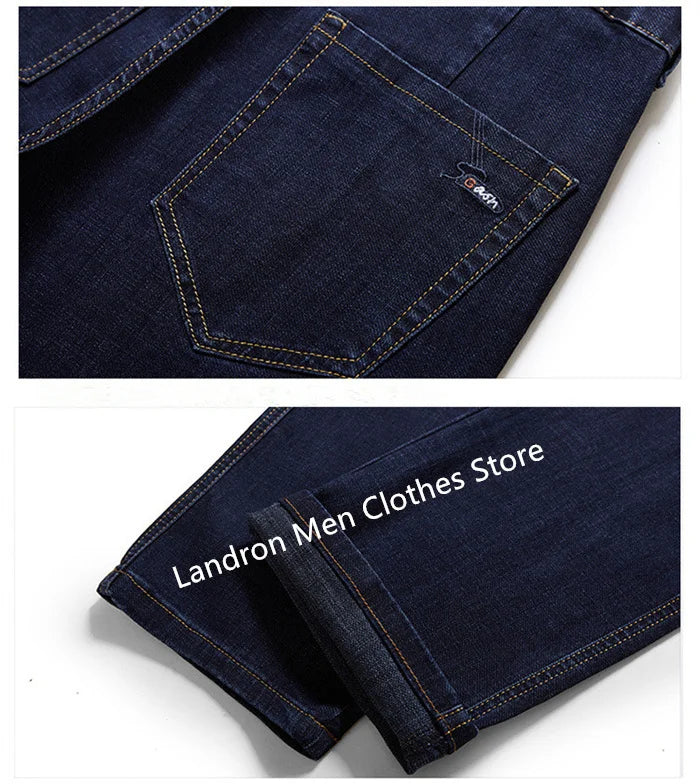 Vyriški Džinsai Didelių Dydžių iki 180KG - Tiesūs Aukštu Liemeniu Dad Džinsai
