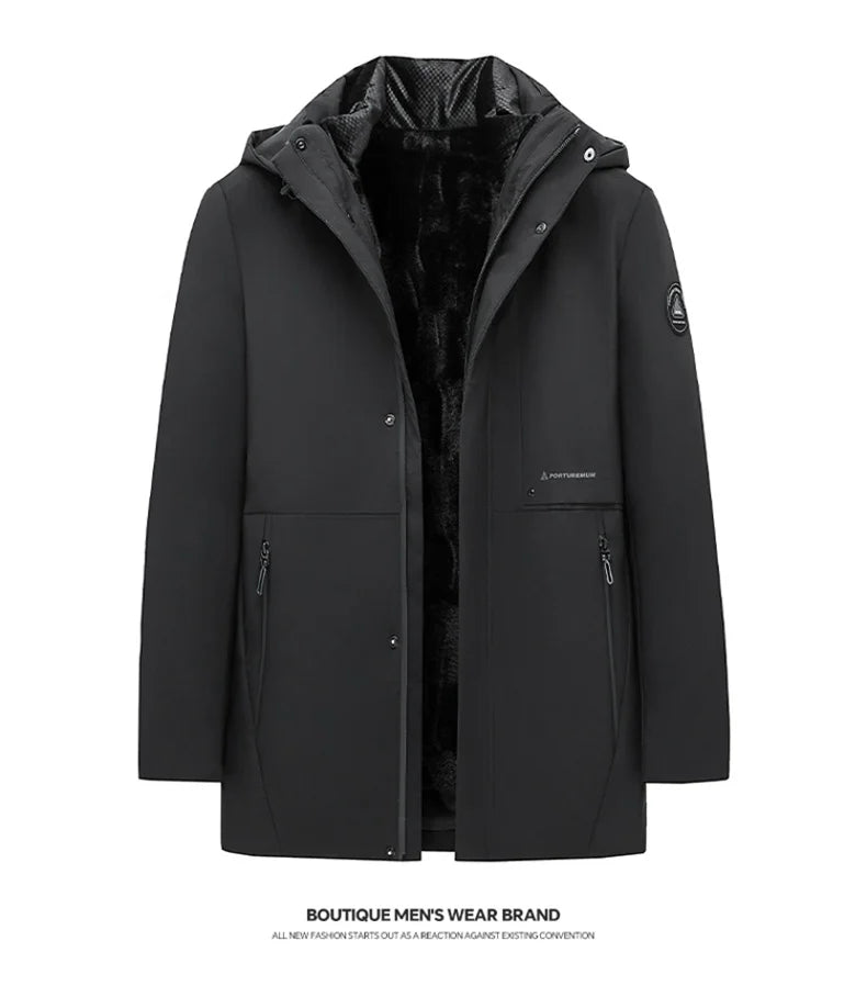 Vyriška Ilga Žieminė Parka Striukė - su Kailiuku ir Gobtuvu