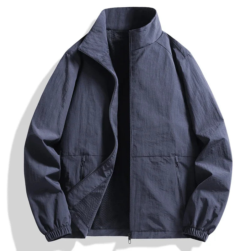 Vyriška Pavasario-Rudens Striukė Didelių Dydžių - Kasdienė Lengva Striukė su Stačia Apykakle