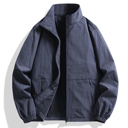 Vyriška Pavasario-Rudens Striukė Didelių Dydžių - Kasdienė Lengva Striukė su Stačia Apykakle