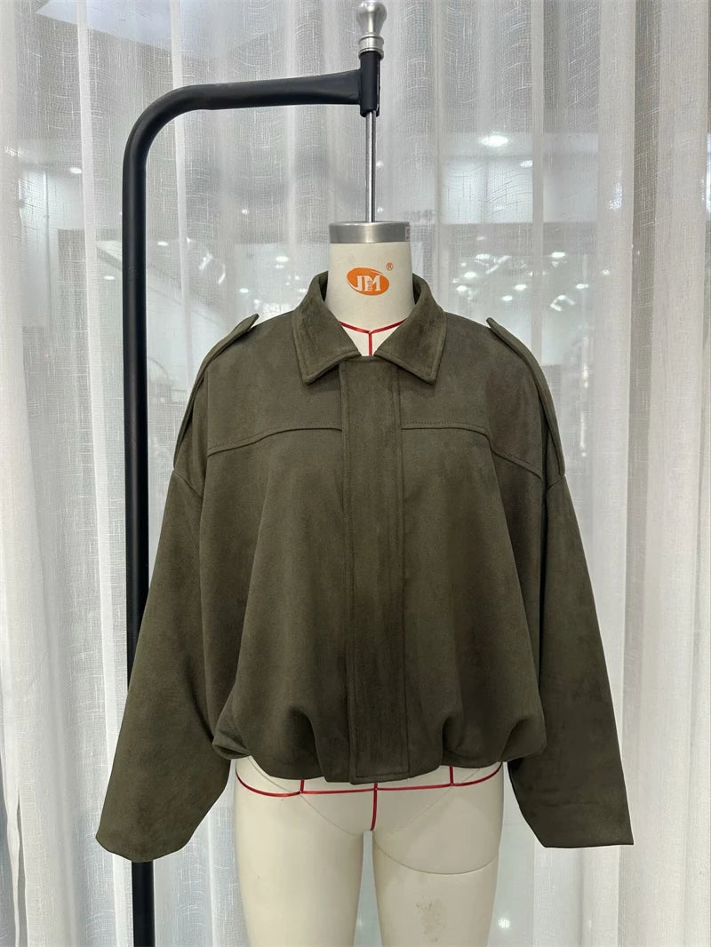 Moteriškas Paltas - Stilingas Rudens Žiemos Švarkas Moterims Laisvo Kirpimo