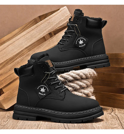 Vyriški Žieminiai Batai su Kailiuku - Šilti Aukšti Batai Storais Padais
