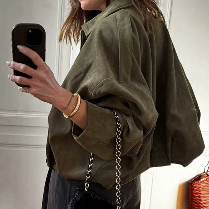 Moteriškas Paltas - Stilingas Rudens Žiemos Švarkas Moterims Laisvo Kirpimo