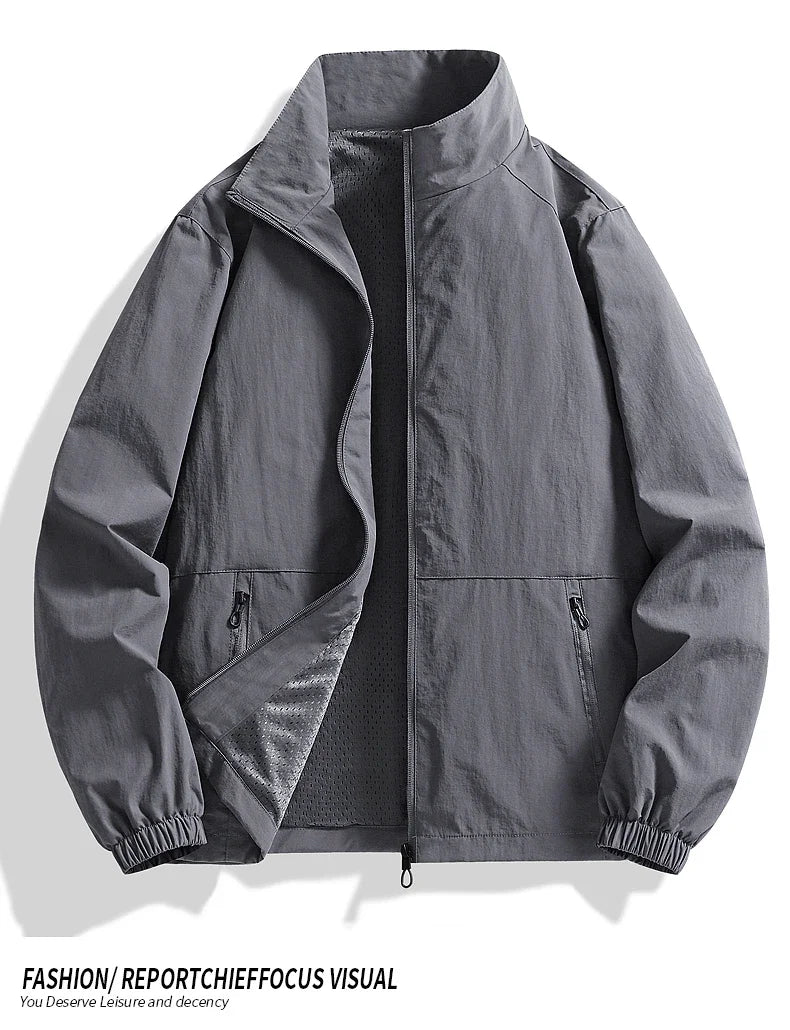 Vyriška Pavasario-Rudens Striukė Didelių Dydžių - Kasdienė Lengva Striukė su Stačia Apykakle