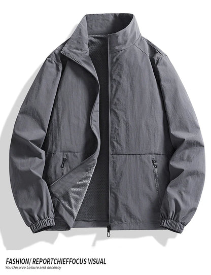 Vyriška Pavasario-Rudens Striukė Didelių Dydžių - Kasdienė Lengva Striukė su Stačia Apykakle