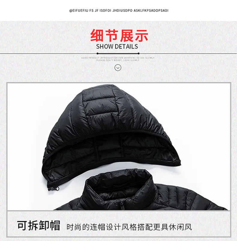 Vyriška Žieminė Striukė su Gobtuku - Lengva Vatinė Striukė Dryžuotu Dizainu