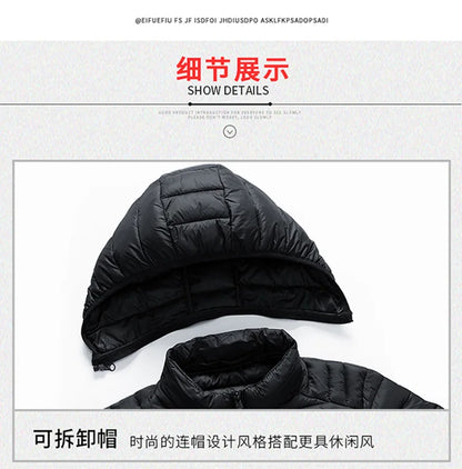 Vyriška Žieminė Striukė su Gobtuku - Lengva Vatinė Striukė Dryžuotu Dizainu