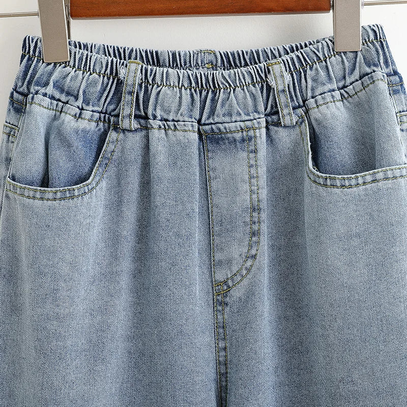 Moterų Aukštu Liemeniu Platus Džinsai -  Wide Leg Denim Kelnės